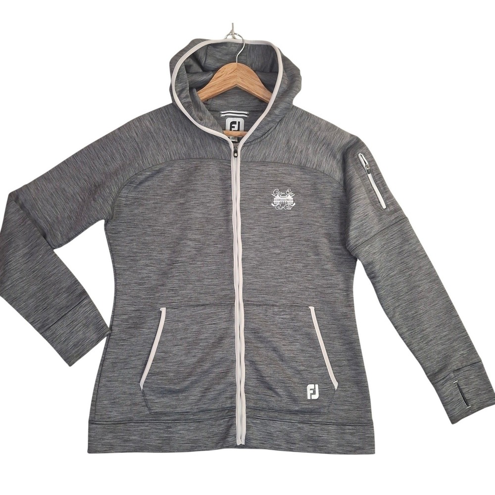 FootJoy Full Zip Golf Hoodie Womens Medium Gray Thumbholes Chateau Elan Golf M